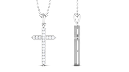 Round Moissanite Cross Pendant Necklace