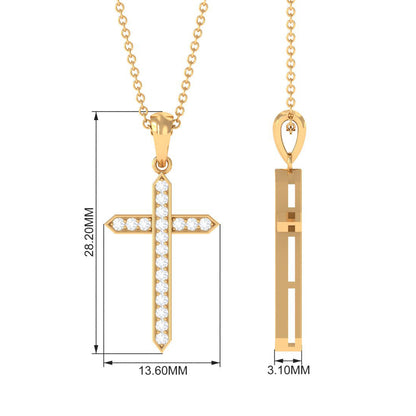 Round Moissanite Cross Pendant Necklace