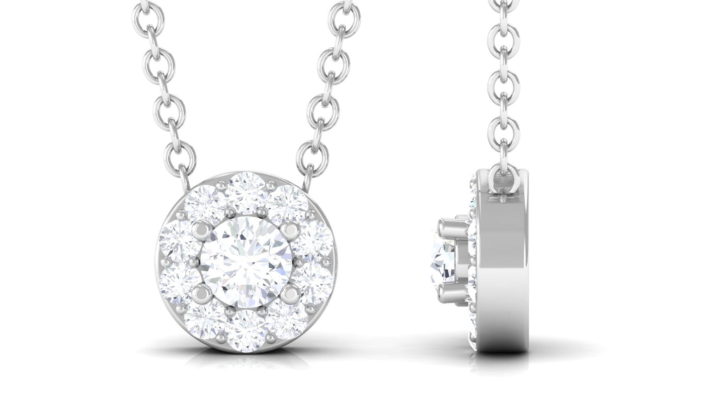 Certified Moissanite Minimalist Halo Necklace