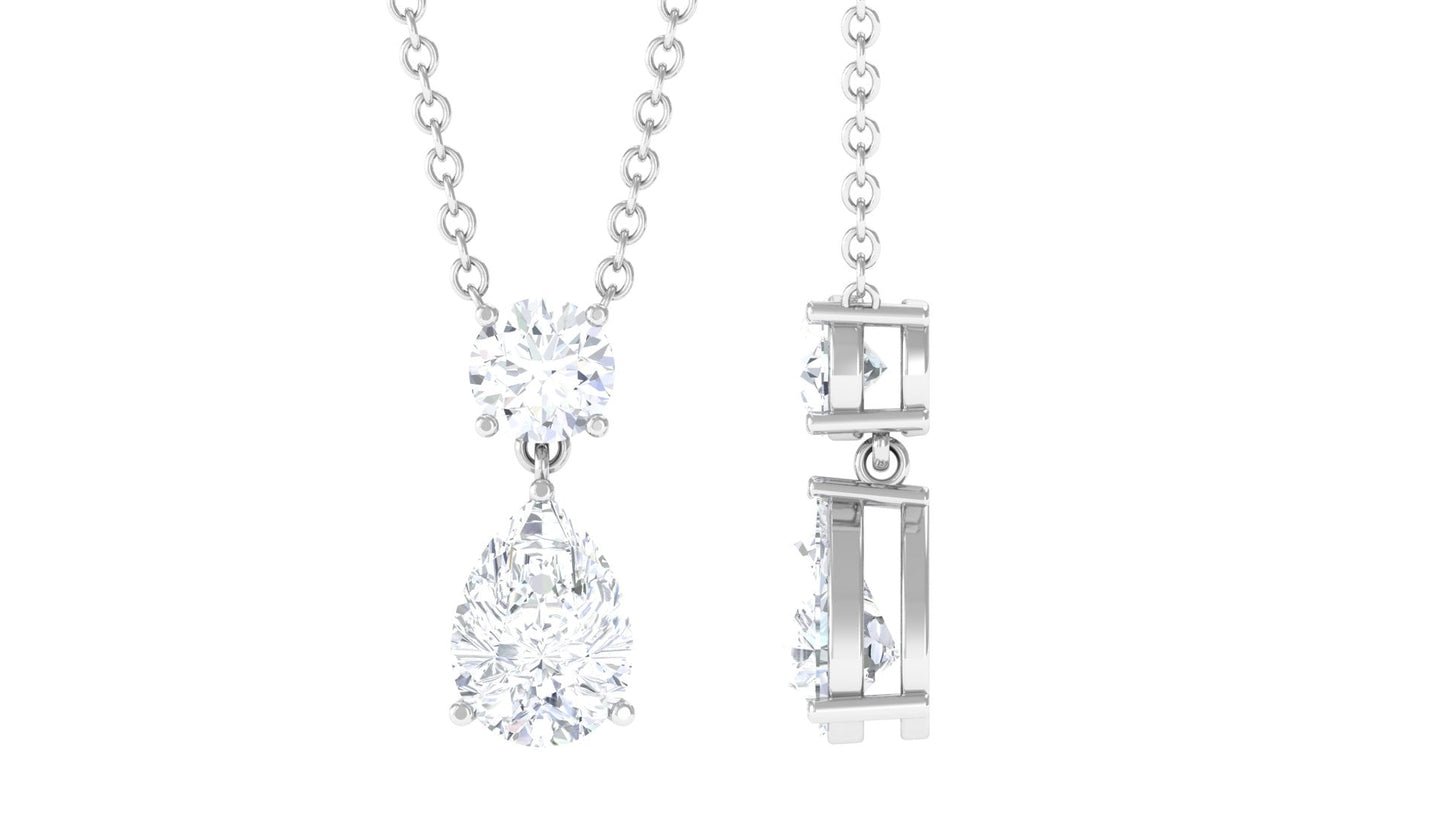Certified Moissanite Two Stone Drop Necklace