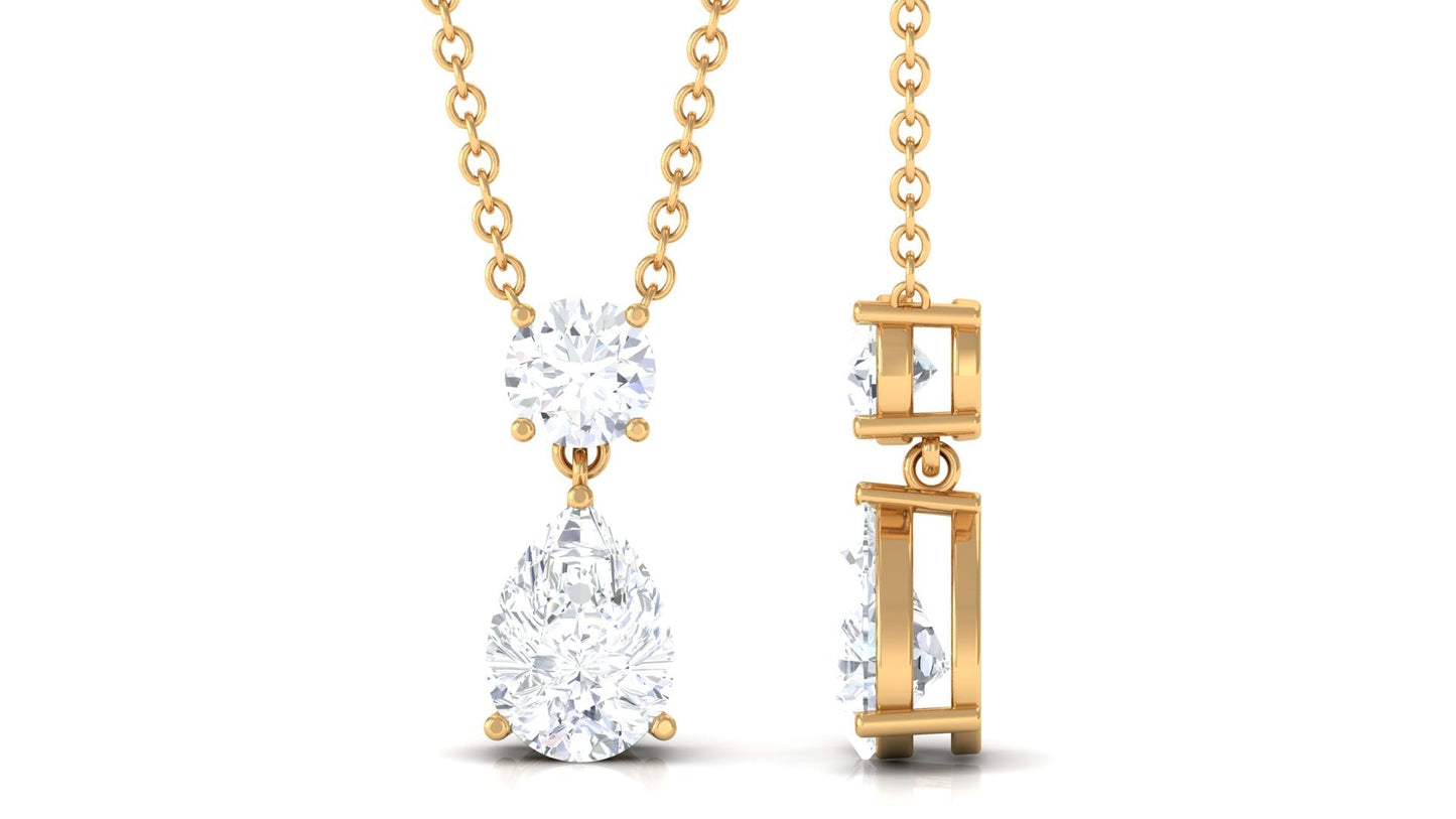 Certified Moissanite Two Stone Drop Necklace