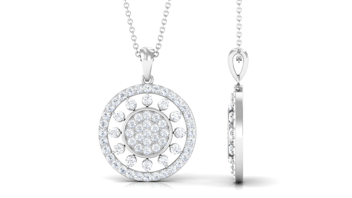 Pave Moissanite Round Vintage Pendant Necklace