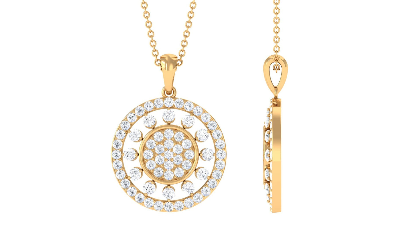 Pave Moissanite Round Vintage Pendant Necklace