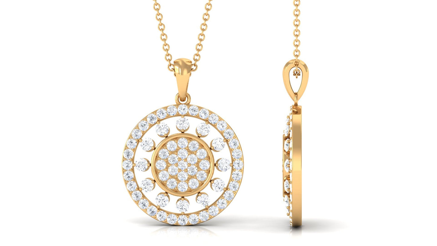 Pave Moissanite Round Vintage Pendant Necklace