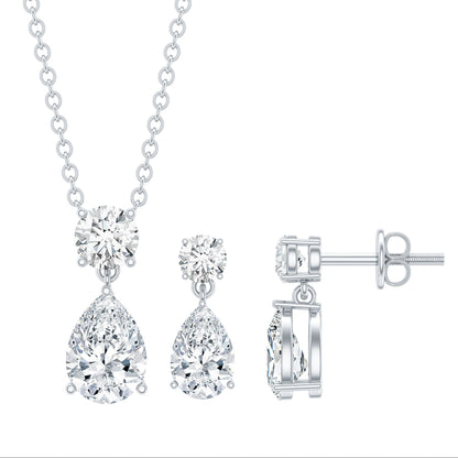 Moissanite Teardrop Two Stone Jewelry Set