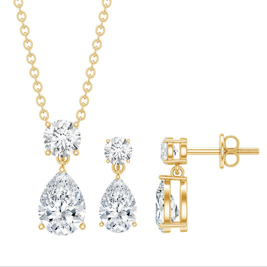 Moissanite Teardrop Two Stone Jewelry Set