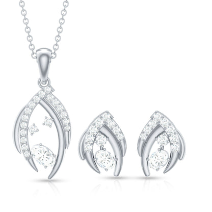 Certified Moissanite Designer Pendant and Earrings Set