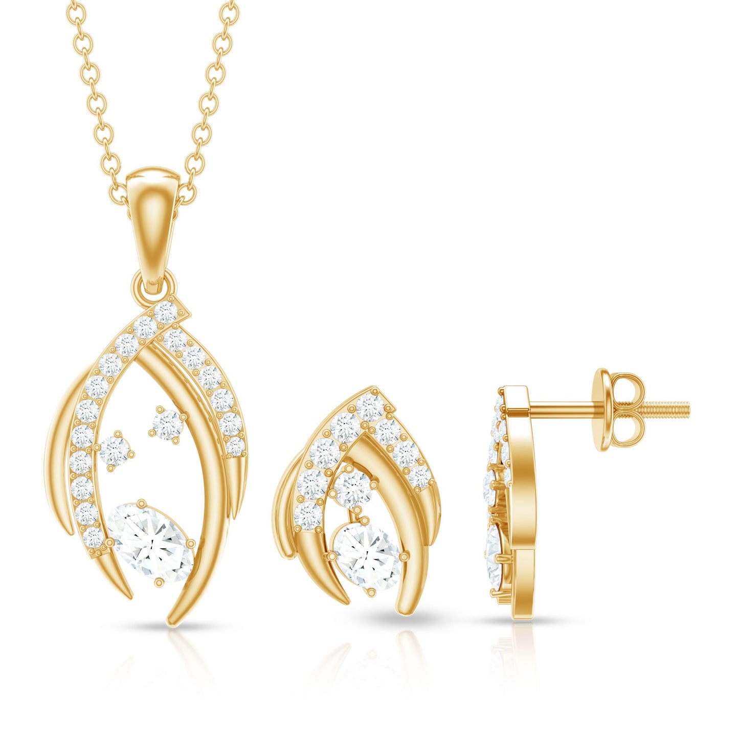 Certified Moissanite Designer Pendant and Earrings Set