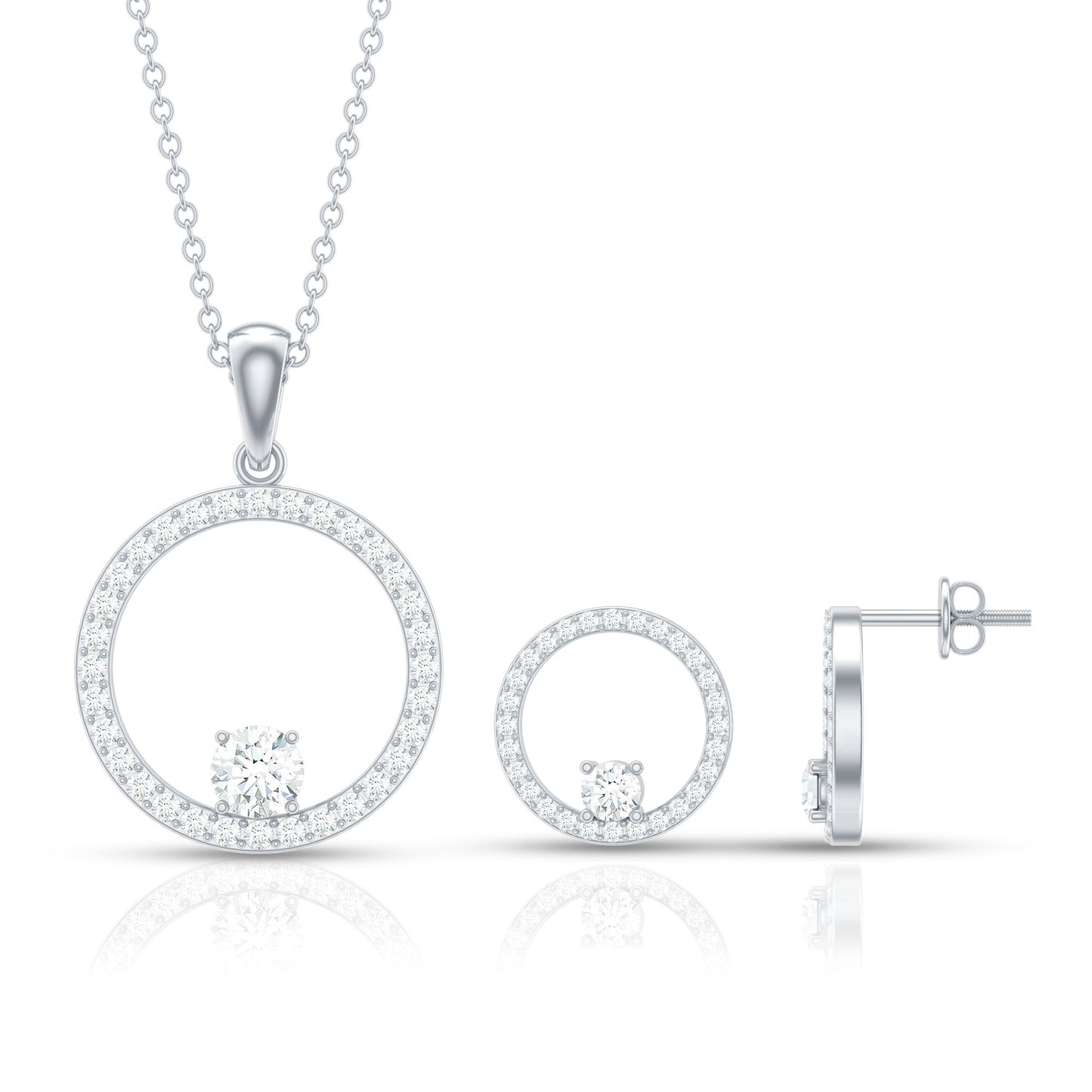 Certified Moissanite Open Circle Jewelry Set