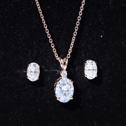 Certified Moissanite Oval Necklace and Earrings Set