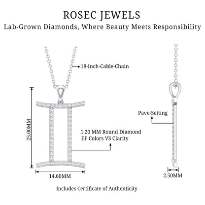 Gemini Necklace with Certified Lab Grown Diamond