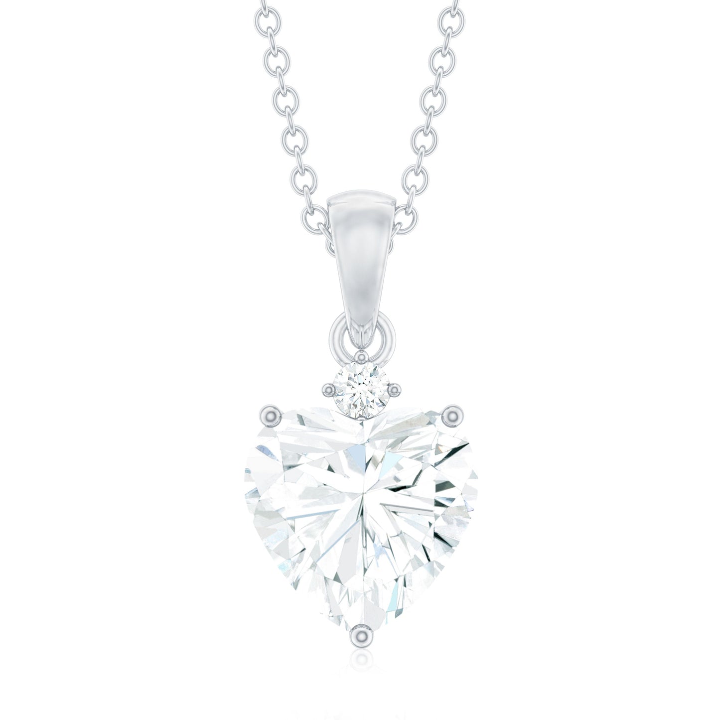 Certified 2 Carat Moissanite Heart Pendant for Women