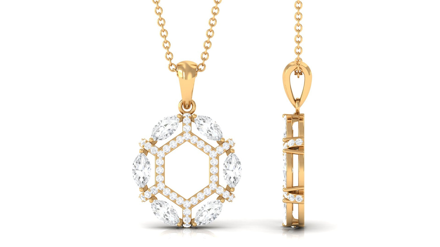 Certified Moissanite Art Deco Pendant Necklace