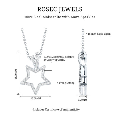 Certified Moissanite Star Shape Pendant
