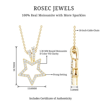Certified Moissanite Star Shape Pendant