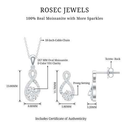 Certified 0.9 Carat Moissanite Infinity Necklace and Earring Set