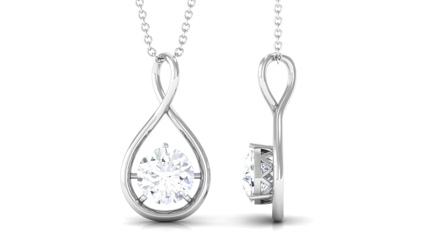 Certified Round Moissanite Solitaire Infinity Pendant