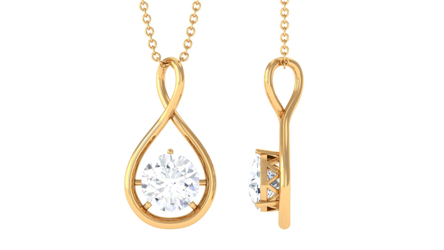 Certified Round Moissanite Solitaire Infinity Pendant