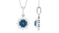 Natural 0.6 Carat London Blue Topaz Pendant Necklace with Diamond Halo