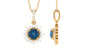 Natural 0.6 Carat London Blue Topaz Pendant Necklace with Diamond Halo
