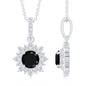 Certified Lab Grown Black and White Diamond Halo Necklace