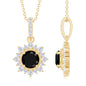 Certified Lab Grown Black and White Diamond Halo Necklace