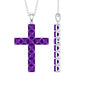 Princess Cut Amethyst Cross Pendant Necklace with Silver Chain