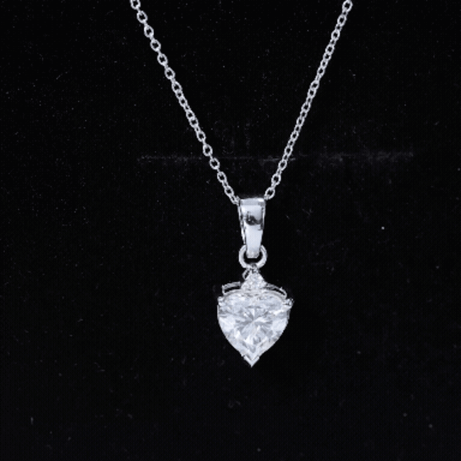 Certified Cubic Zirconia Heart Locket with Silver Chain