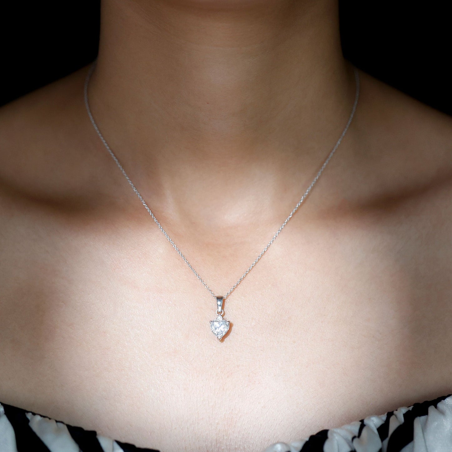 Certified Cubic Zirconia Heart Locket with Silver Chain