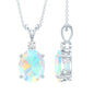 Genuine 1.3 Carat Opalescent Pendant Necklace with Diamond