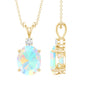 Genuine 1.3 Carat Opalescent Pendant Necklace with Diamond