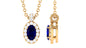 Natural 0.6 Carat Oval Blue Sapphire Pendant Necklace with Diamond Halo