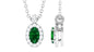 Created Emerald Oval Pendant Necklace with Diamond