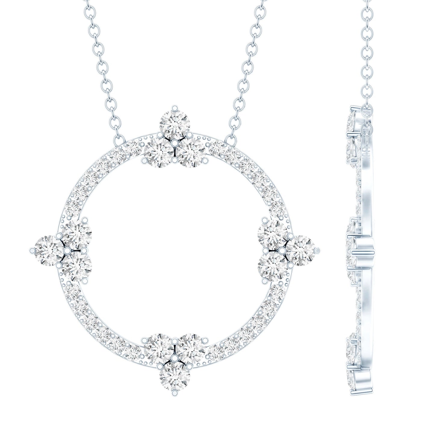 Certified Moissanite Eternity Promise Necklace in 14K Gold Plated Silver