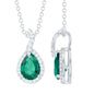 0.7 Carat Lab Grown Emerald and Moissanite Teardrop Necklace with Chain