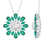 Certified 1.3 Carat Moissanite Statement Flower Necklace With Lab Emerald