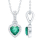 1.37 Carat Lab Grown Emerald Heart Necklace with Moissanite Halo