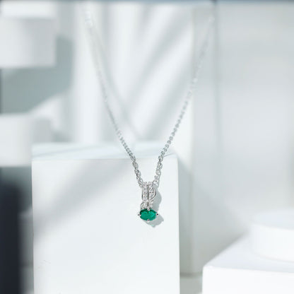 Oval Shaped Lab Emerald East West Necklace with Moissanite