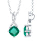 0.9 Carat Cushion Cut Lab Created Emerald Infinity Necklace With Silver Chain