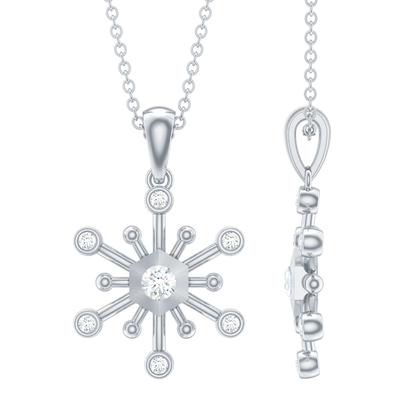 Diamond Snowflake Pendant Necklace for Women