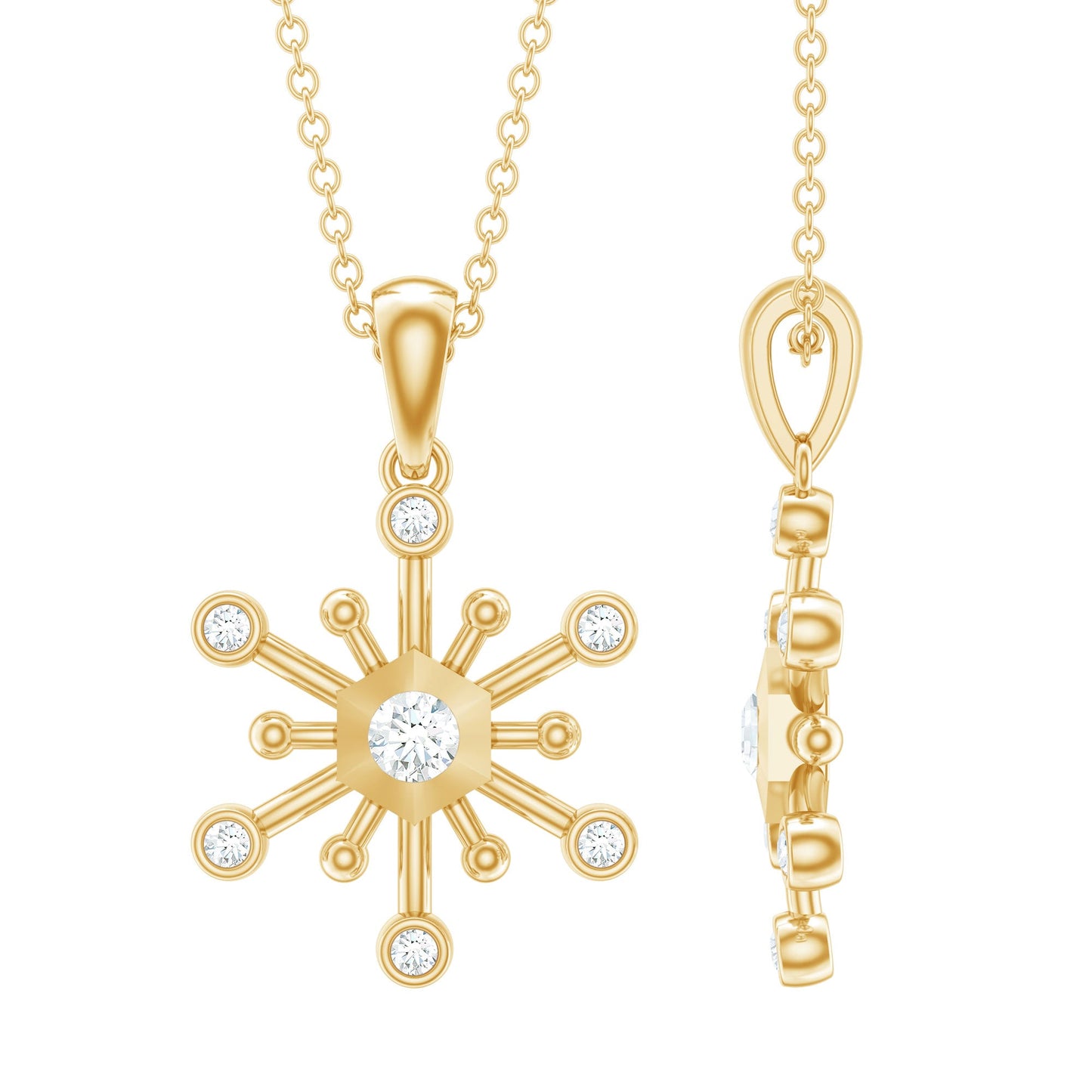 Diamond Snowflake Pendant Necklace for Women