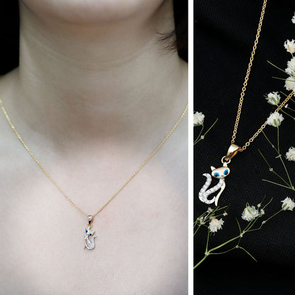 Certified Diamond Kitty Necklace For Women