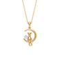 Certified Diamond Cat on Moon Necklace