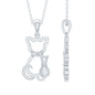 Certified Diamond Kitty Cat Pendant Necklace