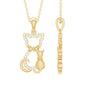Certified Diamond Kitty Cat Pendant Necklace