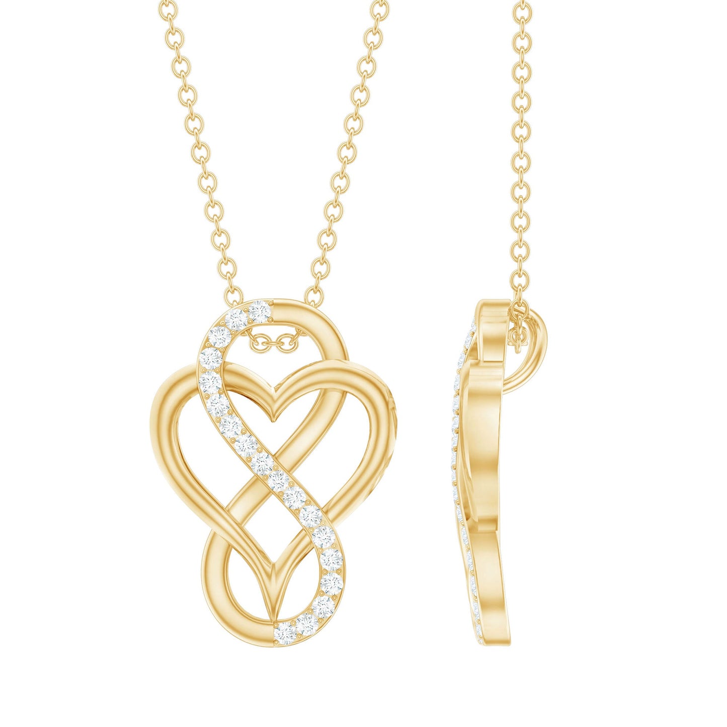 Brilliant Cut Diamond Infinity Heart Necklace for Women
