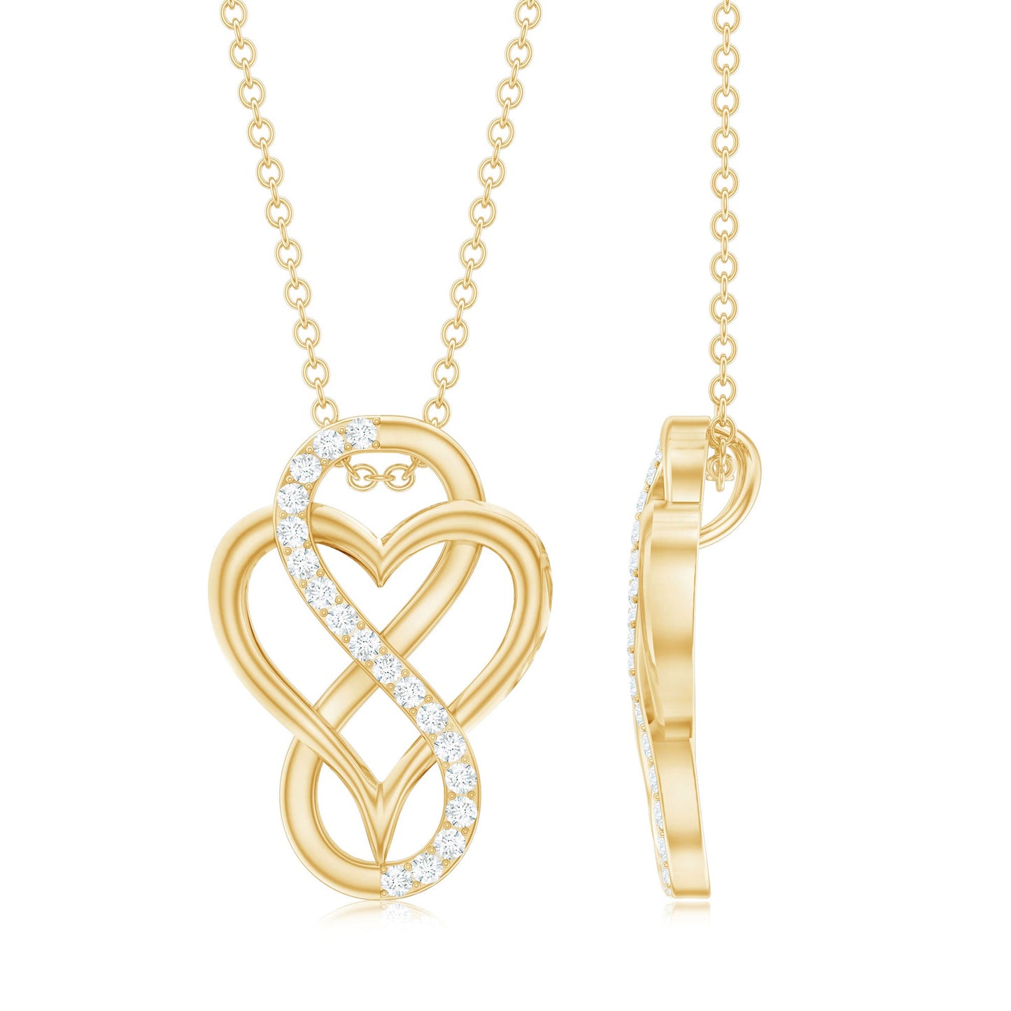 Brilliant Cut Diamond Infinity Heart Necklace for Women