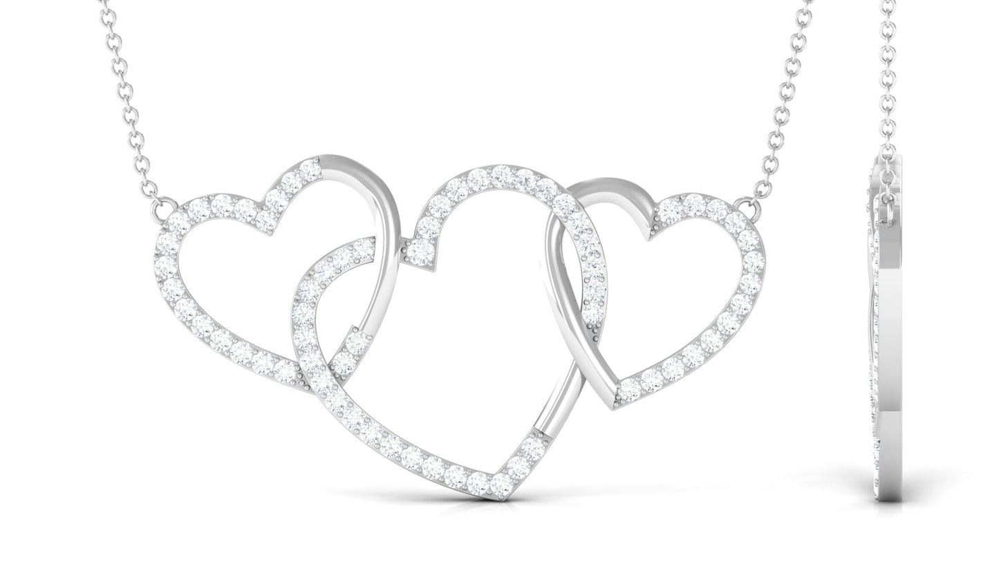 Certified Diamond Three Heart Necklace