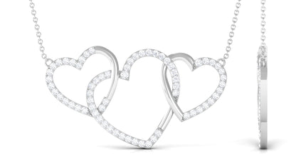 Certified Diamond Three Heart Necklace