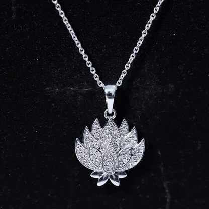 Diamond Designer Lotus Flower Necklace